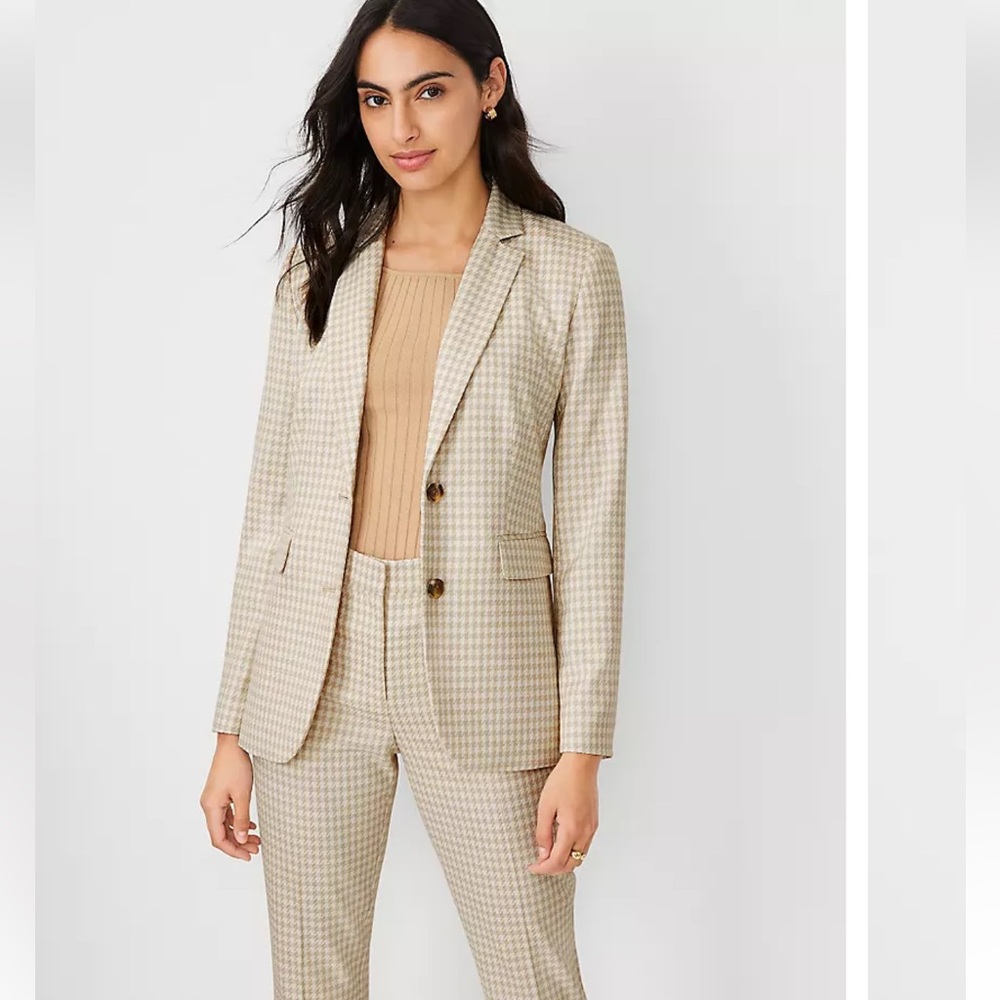 Ann Taylor The Greenwich Blazer in Houndstooth size 14